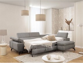 Divano angolare grigio chiaro (con penisola a destra/a L) con rivestimento in ciniglia Marbeya – Ropez