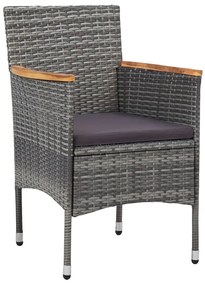 Set da pranzo per giardino 11 pz in polyrattan grigio