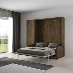 Letto matrimoniale a scomparsa 160 cm con colonna Noce KENTARO SOFŔ