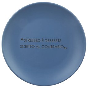 Piatto frutta ottanio 19 cm stoneware scritta Quotes