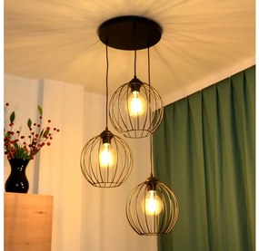 Lampadario LED a sospensione con filo MERCURE 3xE27/15W/230V ø 50 cm nero