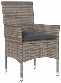 Set pranzo giardino 5 pz con cuscini grigio polyrattan acacia