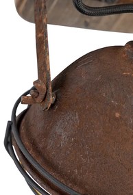 Faretto industriale orientabile ruggine con legno - Gina