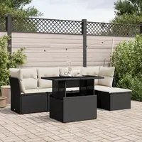 Set Divano da Giardino 6 pz con Cuscini Nero in Polyrattan 3266546