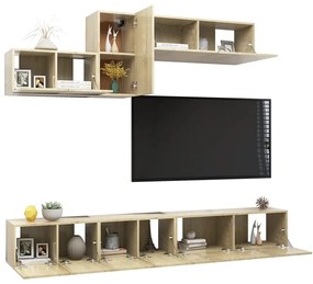 Set porta tv 6 pz rovere sonoma in truciolato