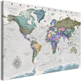 Quadro World Destinations (1 Part) Wide  Colore Grigio, Dimensioni e Misure 90x60