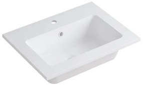 Lavabo integrale a incasso rettangolare L 60.5 x H 14 x P 46 cm in resina bianco lucido