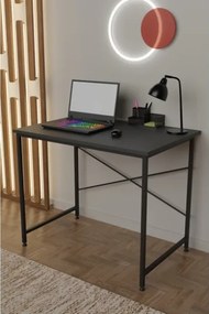 Scrivania Stile Industrial Ferro E Legno 90x60x73 Adam Antracite