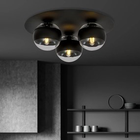 Plafoniera Minimal Mnemosine Acciaio Nero 3 Luci E14 Ip20