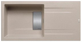 Lavello integrato 1 vasca con gocciolatoio laterale destro o sinistro PYRAMIS Kartesio granito L 50 x L 100 cm beige