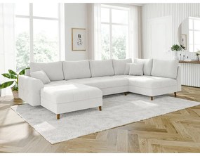 Divano angolare crema in tessuto bouclé (angolo sinistro/"U") Ariella - Ropez