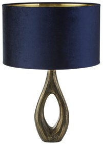 Lampada Da Scrivania Contemporanea Bucklow Ottone Tessuto Blu 1 Luce E27