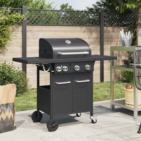 Griglia Barbecue A Gas Con 4 Bruciatori Nero İn Acciaio /