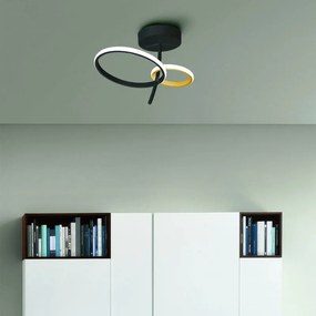 Plafoniera LED glamour Kara, nero 38x25 cm, luce naturale NOVECENTO