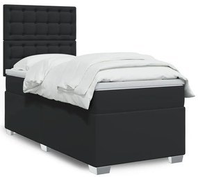 Giroletto A Molle Con Materasso Nero 100x200 Cm İn Similpelle /