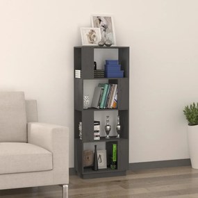 Libreria/divisorio grigio 51x25x132 cm legno massello di pino