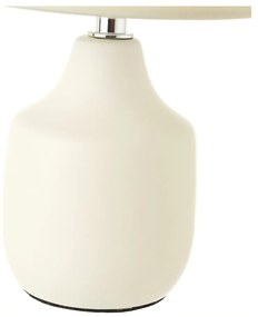 Lampada da tavolo in ceramica bianca e crema con paralume in tessuto (altezza 24 cm) - Casa Selección