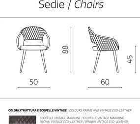 Sedia pranzo ecopelle Marrone - imbottita LIVING 2 sedie