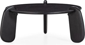 Tavolino da salotto rotondo nero in mango massiccio ø 80 cm Tamira – MOME