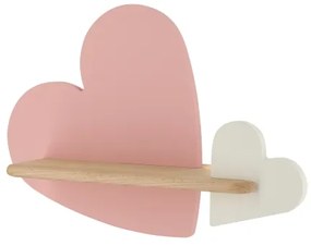Applique LED per bambini con mensola HEART LED/5W/230V rosa/bianco/legno