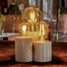 Spot-Light 2266374 - Lampada da tavolo VINCENT 3xE27/15W/230V in rovere