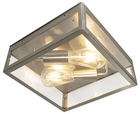 Lampada da soffitto da esterno quadrata moderna in acciaio 2 luci - Rotterdam