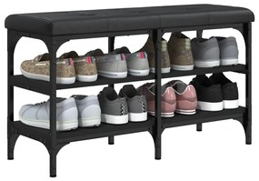 Panca porta scarpe nera 82x32x47 cm in legno multistrato