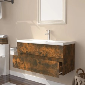 Mobile bagno con lavabo integrato rovere fumo legno multistrato