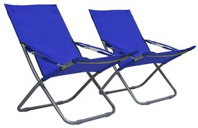 Sedie da spiaggia pieghevoli 2 pz in tessuto blu