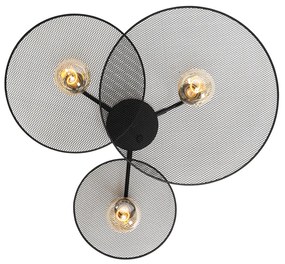 Applique da parete di design nera con griglia 3 luci - Jane