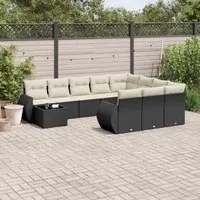 Set Divani da Giardino 11 pz con Cuscini in Polyrattan Nero 3254263