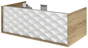 Mobile da bagno sotto lavabo SENSEA Neo Frame noce e bianco laccato lucido L 90 x H 32 x P 48 cm 1 cassetto, lavabo non incluso