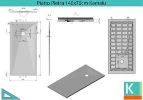 Piatto doccia 140x70 effetto pietra colore crema avorio - KAMALU