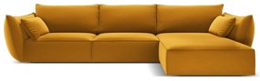 Divano angolare color senape (con penisola a destra/con chaise lounge) con rivestimento in velluto Vanda – Mazzini Sofas