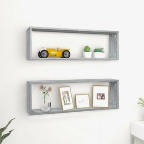Mensole Cubo Muro 2 Grigio Sonoma 80x15x26,5 Legno Multistrato /