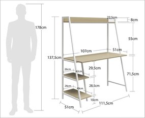 Scrivania a muro con piano effetto rovere 51x111 cm Bushwick - Novogratz