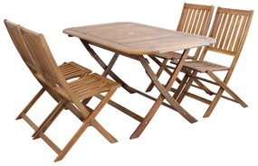 SOLEA - set tavolo in alluminio e teak cm 150 x 80 x 74 h con 4 sedie Dresda