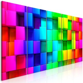 Quadro Colourful Cubes (5 Parts) Narrow