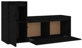 Mobili porta tv 2 pz neri in legno massello di pino