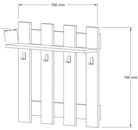 Appendiabiti da parete CARINA 70x70 cm bianco