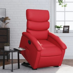 Poltrona Alzapersona Reclinabile Rosso İn Similpelle /