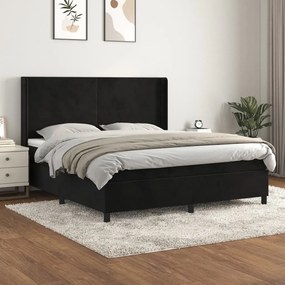 Giroletto A Molle Con Materasso Nero 160x200 Cm İn Velluto /