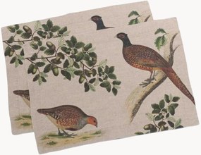 Set di 2 tovagliette americane in lino Forest Birds