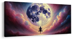 Quadro su tela – Altalena tra le nuvole e la luna