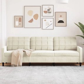 Divano A 3 Posti Crema 210 Cm İn Velluto /