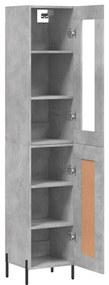 Credenza grigio cemento 34,5x34x180 cm in legno multistrato