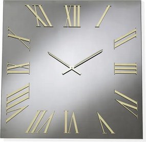 Orologio quadrato in cristallo Fumč e numeri Oro 60x60 cm - ROGER