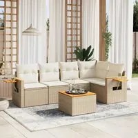 Set Divano da Giardino 6 pz con Cuscini Beige in Polyrattan 3226793