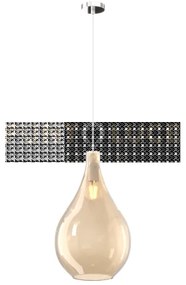 Sospensione cromo 1 luce vetro grande ambra 1193cr-sg-am