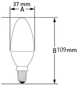 Lampada LED E14 9W C37 105lm/W Colore Bianco Caldo 2.700K